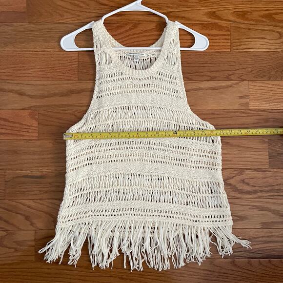 American Eagle Outfitters Crochet Tank Top Womens Medium Cream Boho Chic Beachy - Picture 6 of 7